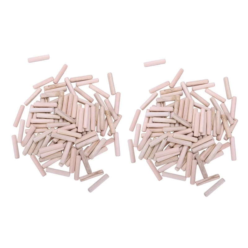 200 Pack Wooden Dowel Pins Wood Kiln Dried Fluted And Beveled