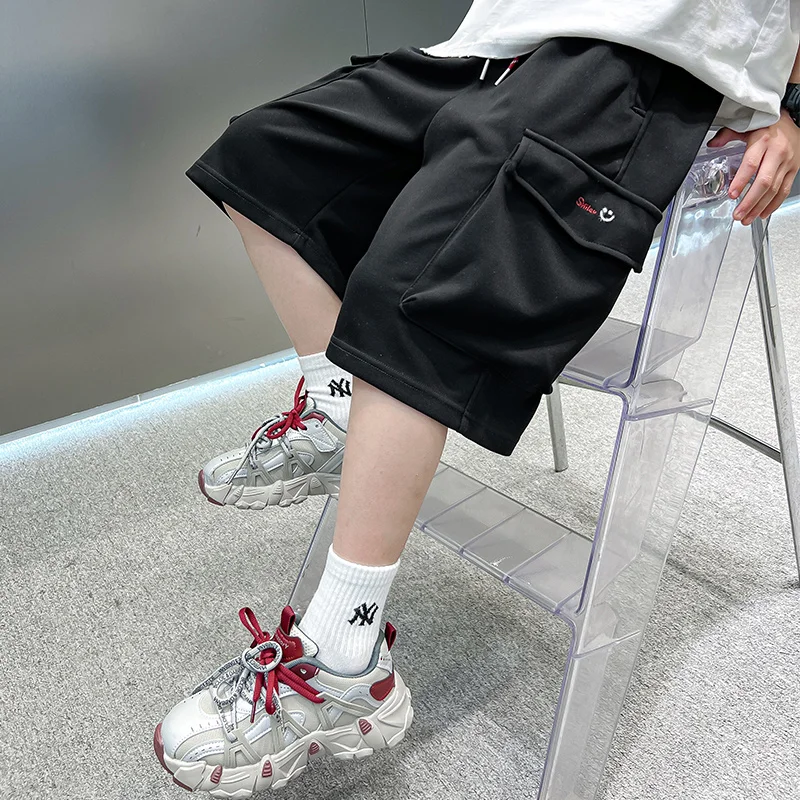 Big Boys ฤดูร้อน Capris กางเกงขาสั้นผ้าฝ้ายเด็กผู้ใหญ่สบายๆกีฬาสั้นกางเกงสําหรับวัยรุ่นเด็ก 7 8 9 10 12 13 14 15 16 ปี