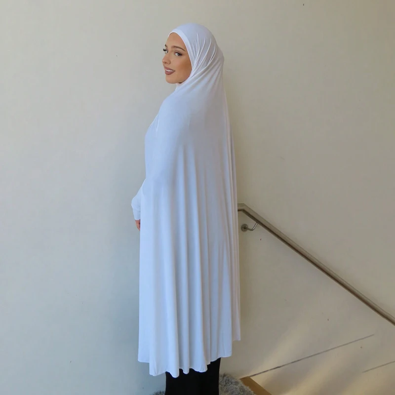 Moslim Abaya met mouw Dames Hijab Lange sjaal Volledige dekking Effen kleur Gebedskleding Premium katoenen hennep Effen hijaabs