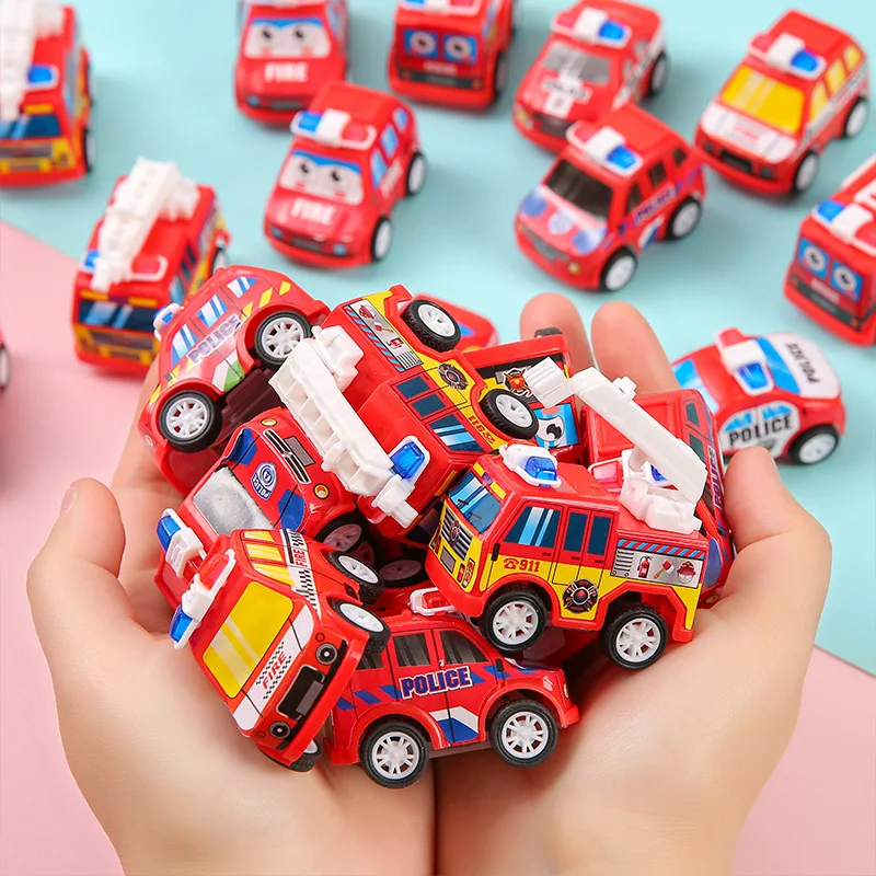 10pcs Mini Pull Back Fire Truck Police Car Toys for Kids Birthday Party Favors Goodie Pinata Fillers Boy Girl Christmas Gifts