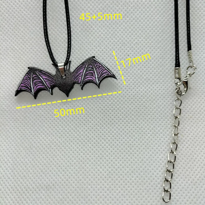 Yungqi Acrylic Bat Pendant Necklaces for Women Girl Minimalist Rope Chain Choker Halloween Animal Necklace Jewelry Collier