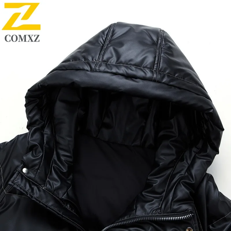 COMXZ الفاخرة الرجال سترة قصيرة أسفل الأعمال عادية خفيفة للغاية معطف منتفخ الوقوف طوق السفر في الهواء الطلق يندبروف معطف الشتاء