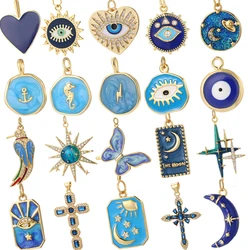 Blue Eyes Hearts Charms for Jewelry Making Cross Star Sun Charm  Dijes Diy Earring Necklace Bracelet Keychain Pendant Jewelry