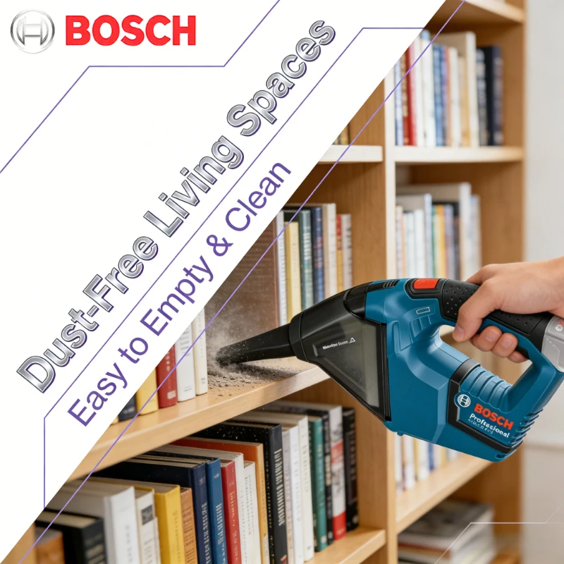 Bosch GAS 12V-LI Professional Vacuum, Lightweight & Ergonomic, One-Hand Operation for Workshop & Car Cleaning
