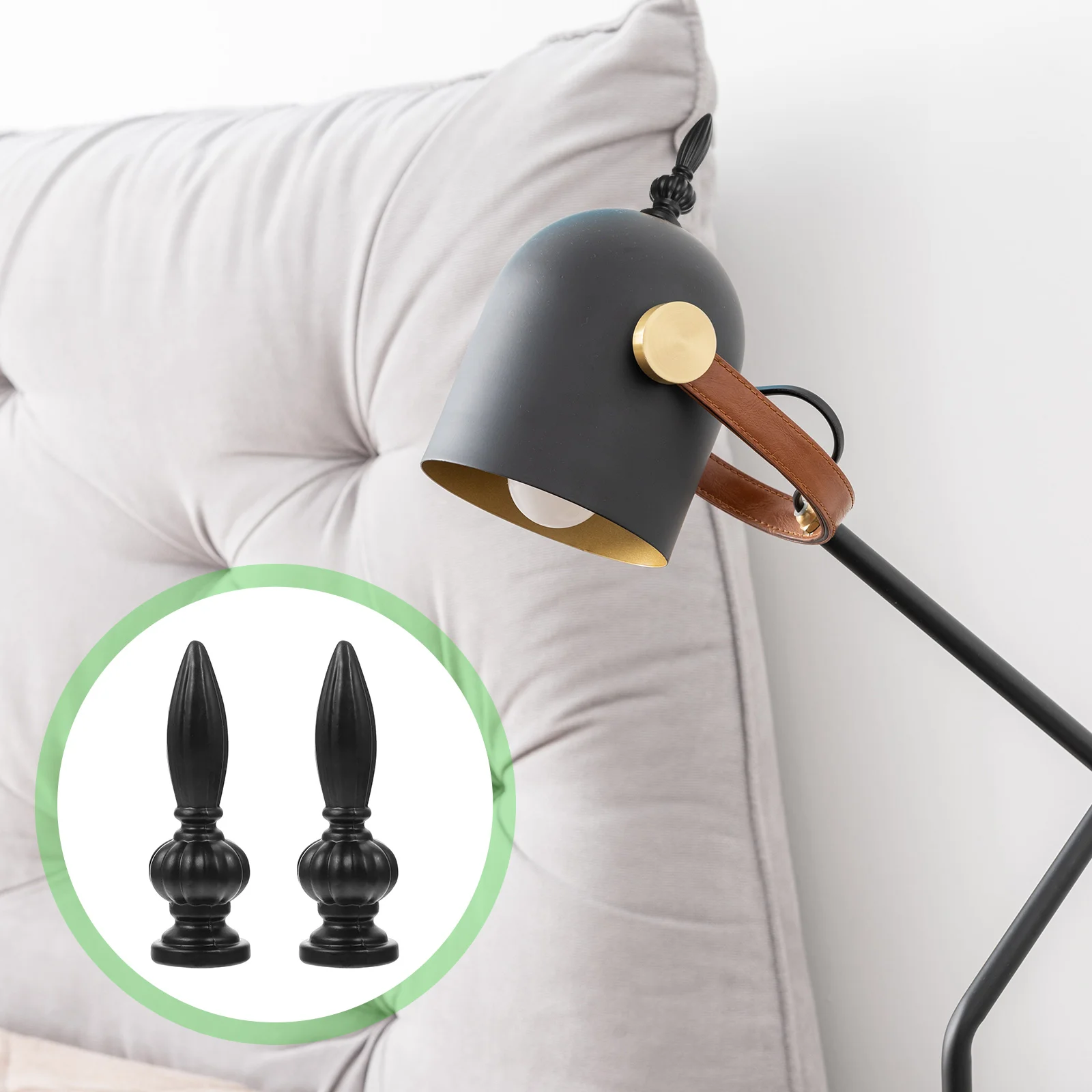 

2 PCS Floor Lamp Shade Knob Decorations Lampshade Finial Decors Decorative Finials Black Accessories Modern