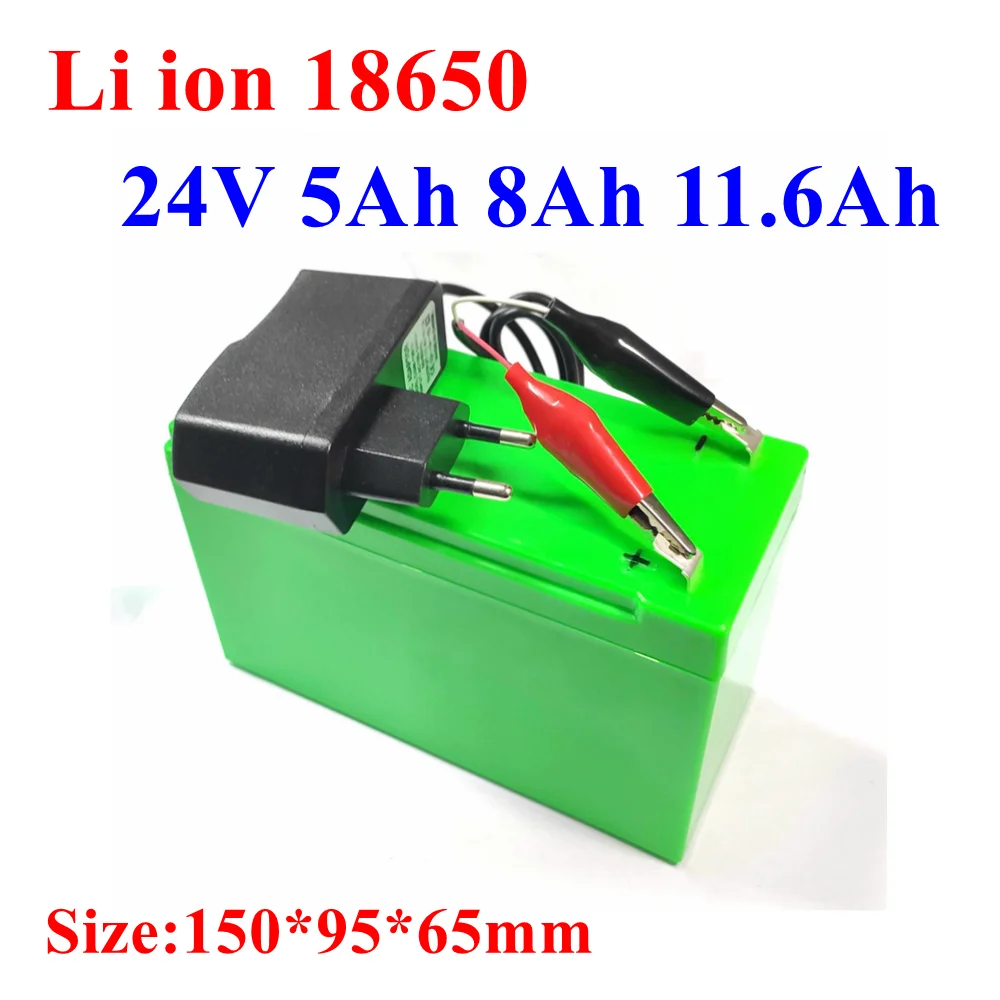 

Waterproof 24v 5ah 8Ah 11.6Ah Li ion Lithium battery pack 10A BMS 120w 29.4V battery pack for wheelchair motor electric+charger