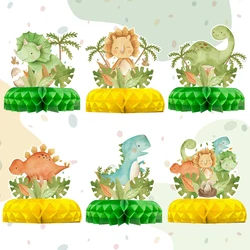 6Pcs Dinosaur Theme Party Honeycomb Centerpieces Ornaments Table Decorations Dinosaur Birthday Party Supplies Kids Favors Gifts