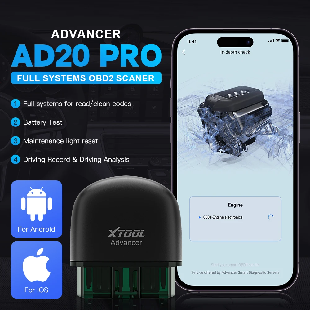 Newest XTOOL AD20 PRO Full System Diagnostic Scanner Obd2 On-Board Monitor Tool Oil Reset Battery Test Work Witht IOS&Android