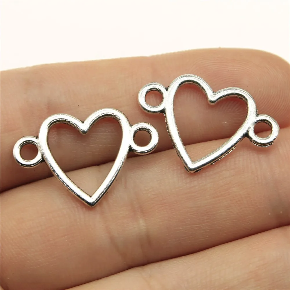 WYSIWYG 20pcs Charms Heart Link Connector 16x24mm Pendants Making DIY Handmade Jewelry