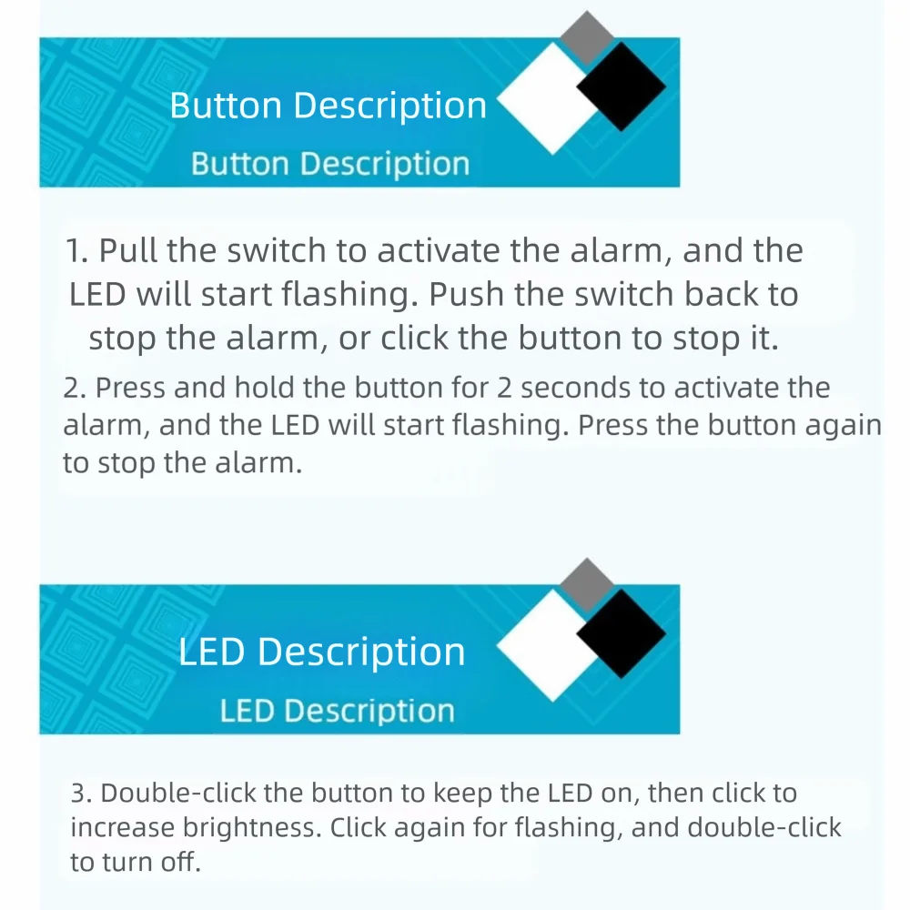 130 ديسيبل صوت آمن إنذار شخصي منخفض إشعار البطارية LED ضوء إحترافي إنذار أمان شخصي مع خطاف معلق مقاوم للماء #1