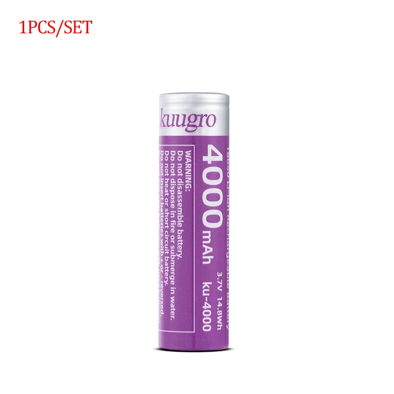 Kuugro ku-4000 18650 batterij met de hoogste capaciteit 4000 mAh 3,7 V 12A oplaadbare batterijen voor zaklampbatterijen