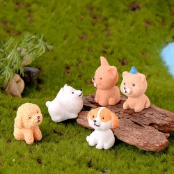 12/1pcs Resin Dog Ornament Miniature Figurines Decoration Teddy Pomeranian Bear Bulldog Samoyed for Fairy Garden Micro Landscape