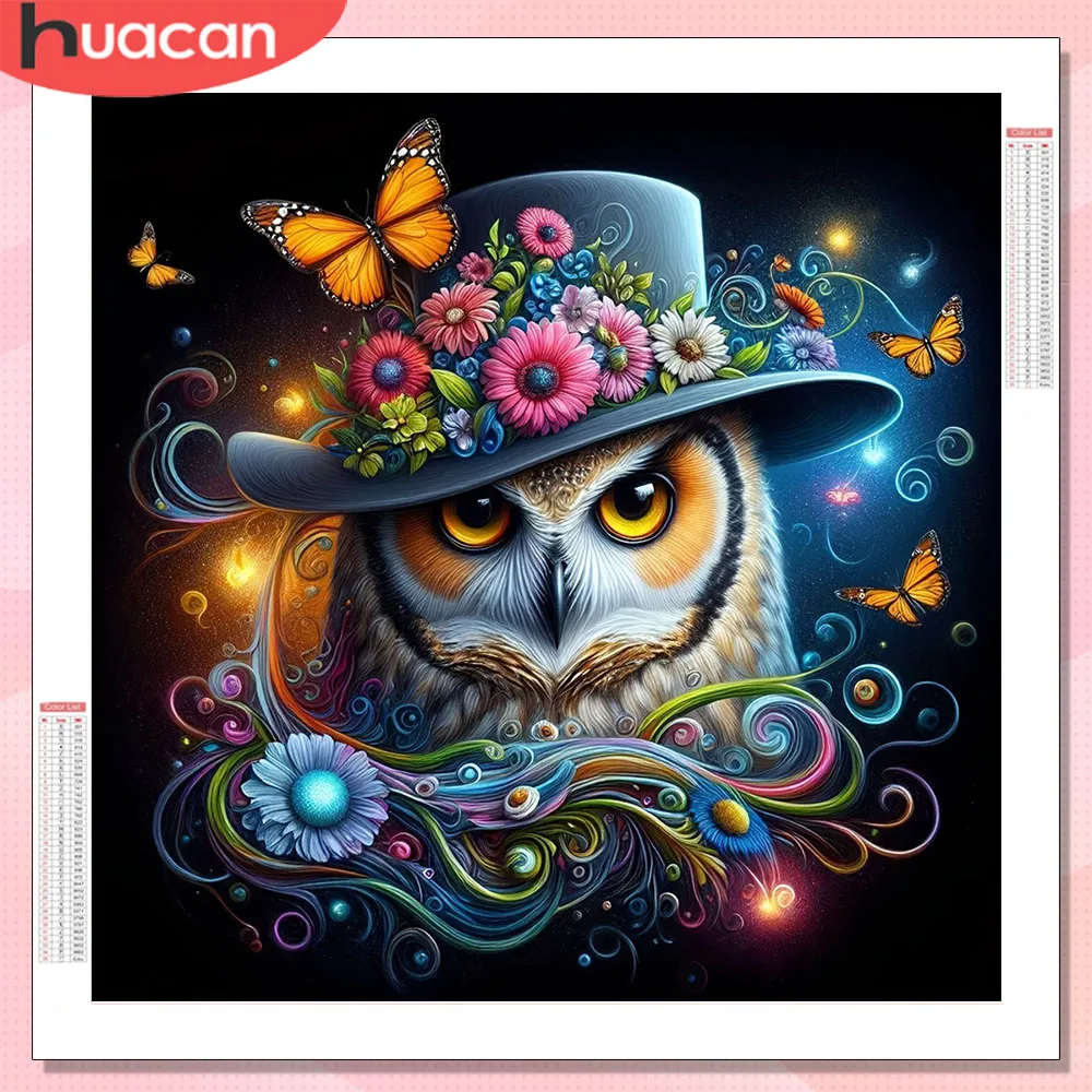 HUACAN Diamond Art Owl Animal Full Kits Rhinestones Craft Mo