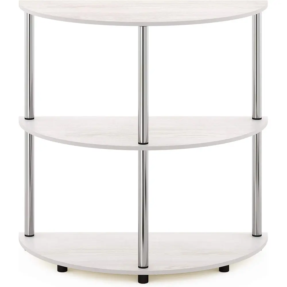 طاولة كونسول نصف دائرية بإطار من الفولاذ المقاوم للصدأ، بلوط أبيض، قطر 15.6 × 31.1 عرض × 30.8 ارتفاع #5