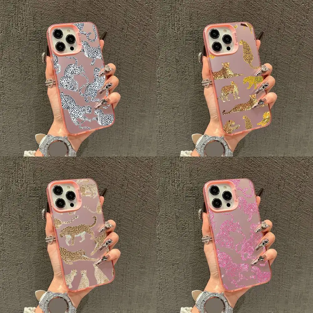 

Leopard Pattern Texture Cat Phone Case For iPhone 16,15,14,13,12,11,Mini,Pro,E,SE4,XS,MAX Pink IMD Box