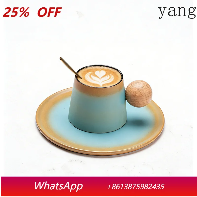 

LMM gradual change ceramic coffee cup office household cup saucer afternoon tea light luxury mug