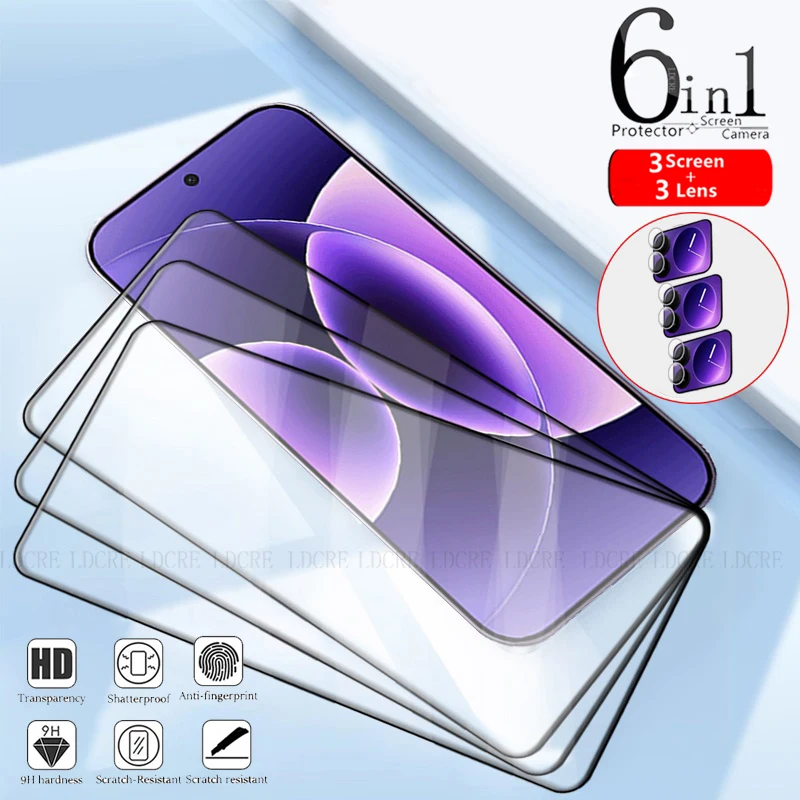 6 في 1 لهاتف Xiaomi 17 Pro Max Glass لهاتف Xiaomi Mi 17 Pro زجاج مقسى 9H غطاء كامل واقي للشاشة لهاتف Xiaomi Mi 17 Len Glass