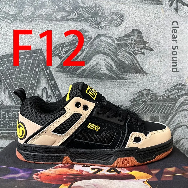 Zapatos de Skate de Caña Baja, Transpirables, Resistentes al Desgaste, con Amortiguación, Cómodos, de Cuero, Retro, Estilo DV...