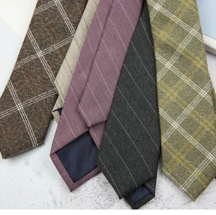 Linbaiway-Corbata de mezcla de algodón y lana Para Hombre, Corbatas de cuello de negocios, corbata de boda Retro Para novio, corbata Para camisa