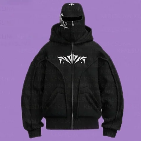 

Мужская ветрозащитная куртка-кардиган в американском стиле с капюшоном на молнии, повседневная свободная куртка с длинным рукавом и круглым вырезом в стиле High Street