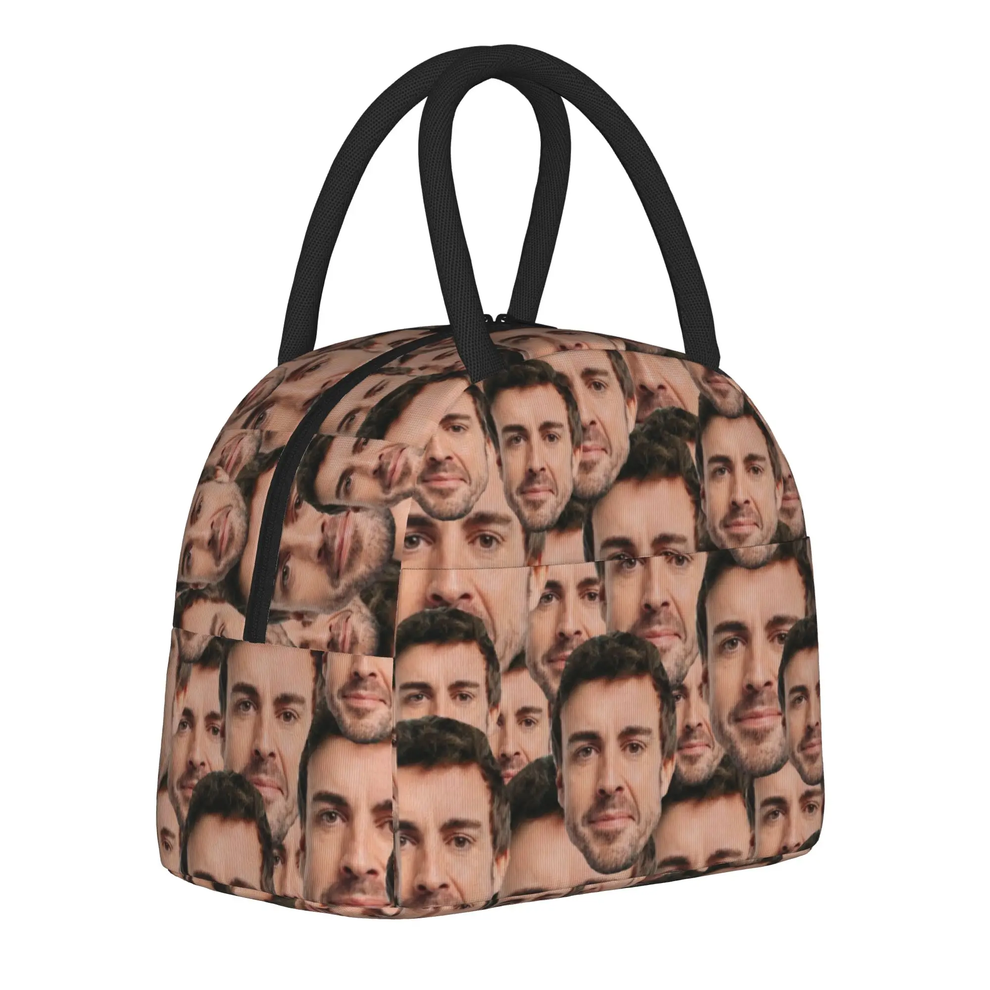 Insulated Lunch Bag Fernando Alonso Head Accessories Funny Storage Food Box Ins Style Cooler Thermal Lunch Box For School