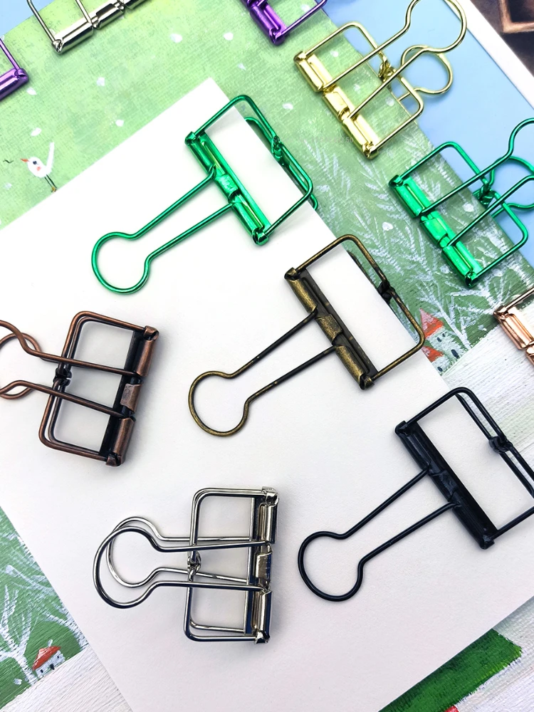 10pcs Color Series Metal Hollow Dovetail Clip Set Portable Diary Watercolor Paper  Fixed Clip Student Art Painting File Folders