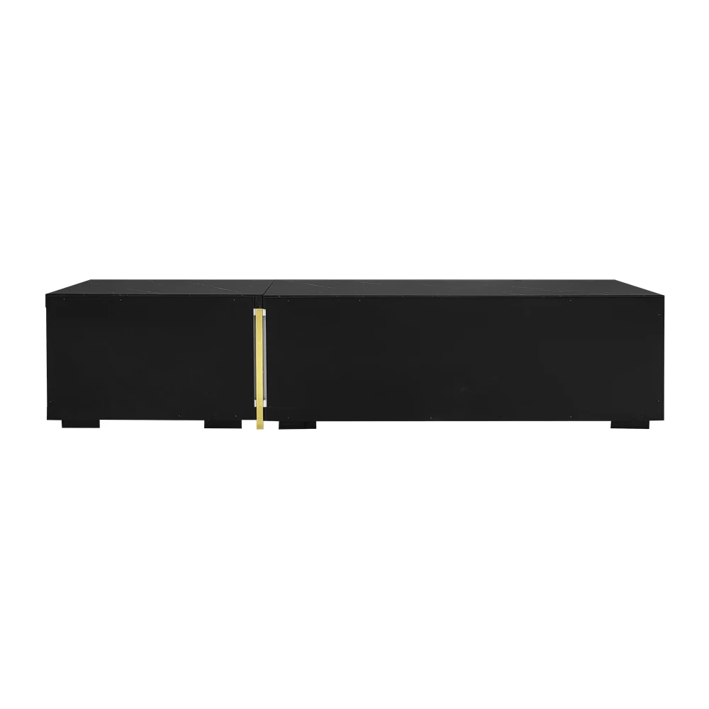Moderner TV-Schrank mit variabler Länge (140–260 cm), drehbarer Funktion, weißes Hochglanz-Matt-Finish und goldenen Dekorationen – Detail 17