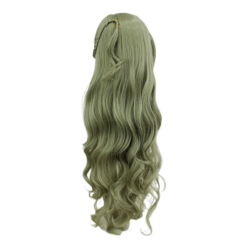Peluca COS de 1 pieza, pelo largo, ondas grandes, giro trenzado lateral