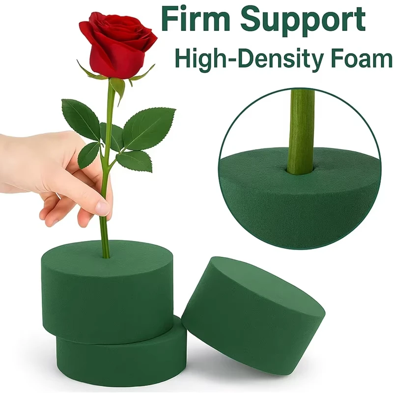 30/1PCS Green Round Wet Absorbent Sponge Blocks Floral Foam Blocks DIY Fresh Artificial Flowers Arrangement Tools for Wedding