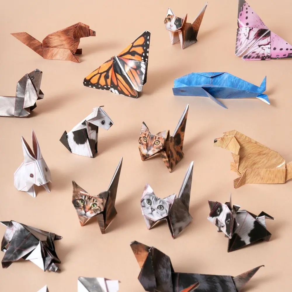 

Paper Handmade Colored Paper Set Art Learning Folding Animal Handmade Origami 3D Montessori Diy Paper-cut Book Boys Baby Girls
