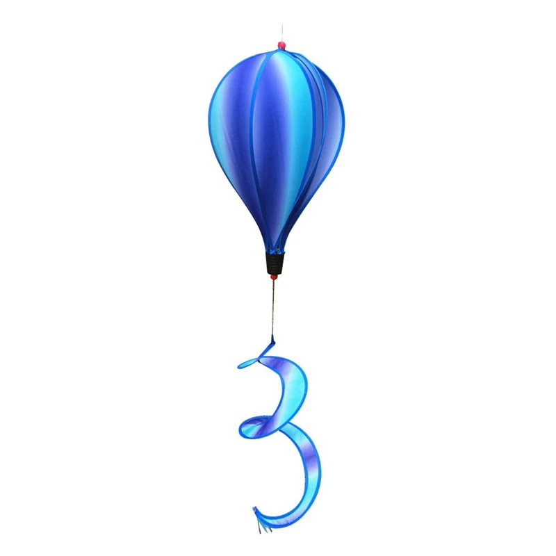 1 Piece Hanging Hot Air Balloon Wind Spinners Blue PVC Hot Air Balloon Wind Rainbow Curlie Yards