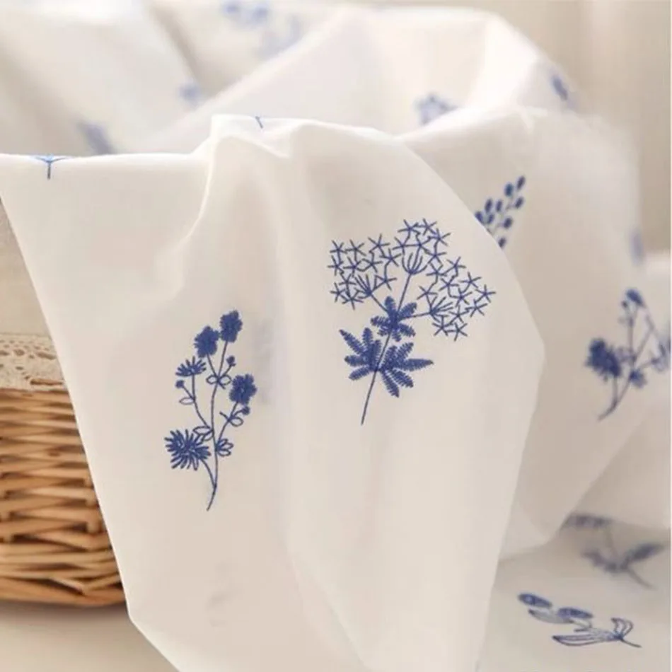 

Cotton Embroidery Fabric 140cm Width Use for Tablecloth Napkins Cloth Handbag Curtains DIY Clothing Sewing Background