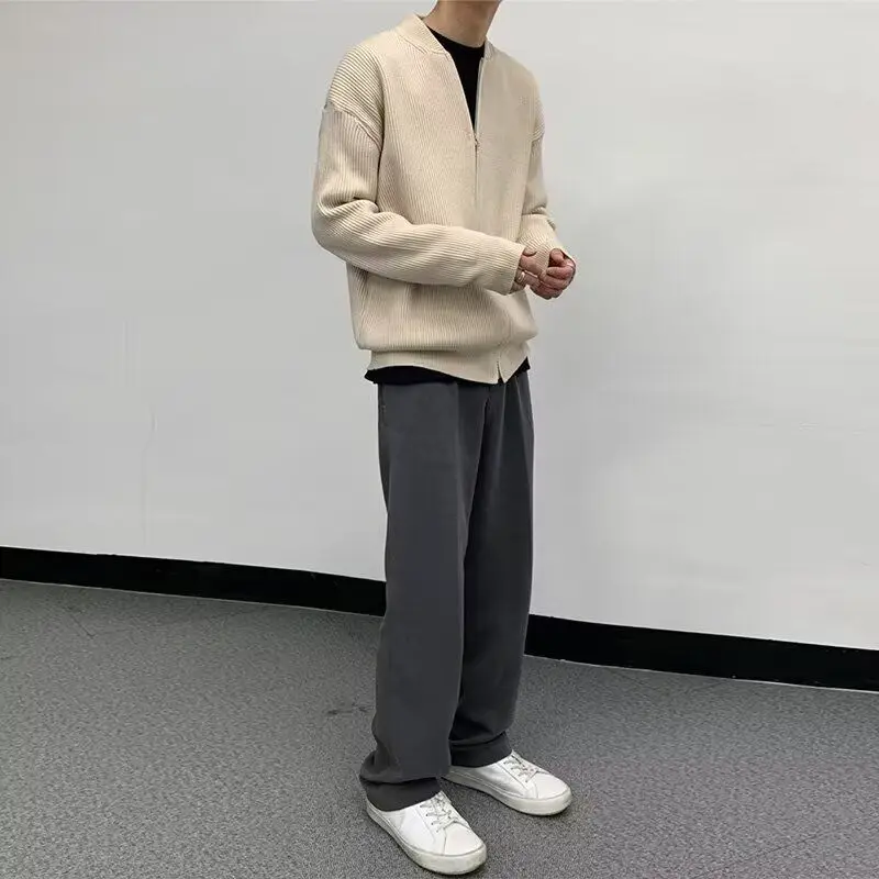 

American Sle V-Ne Knitted Sweater Cardigan Men's Color Casual Loose Fit Winter Outerwear Polyester Fiber