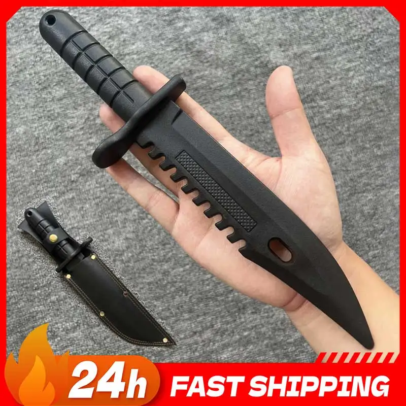 Funda para cuchillo de plástico negro de 11,8 pulgadas Ver. Accesorio de seguridad para Cosplay, espada corta marcial, accesorios de escenario, cuchillo de entrenamiento de lucha, juguetes, regalos