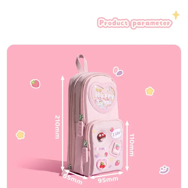 Imagem -02 - Grande Capacidade Lona Bolsa Lápis Kawaii Lápis Cases Bolsa Titular Caixa para Meninas Material Escolar Papelaria Estudante 1pc