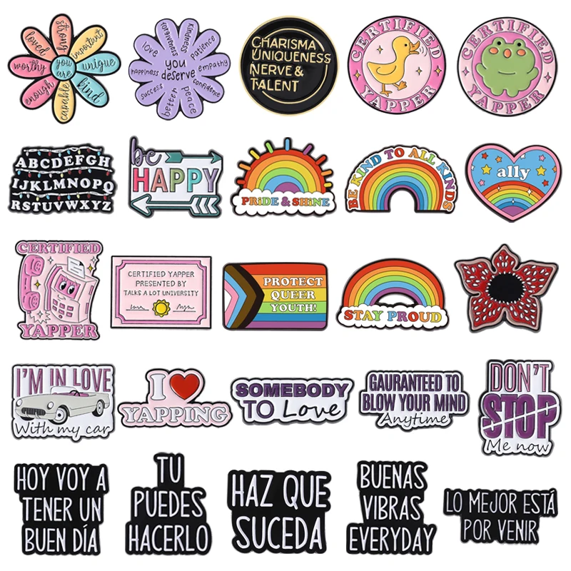 31Styles Custom Quote Enamel Pins Certified Yapper Spanish Slang LGBTQ Rainbow Pride Brooches Lapel Badge Funny Jewelry Gifts