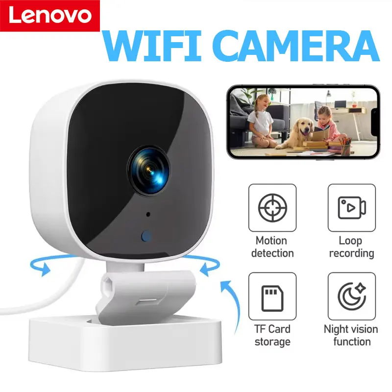 

Lenovo 30W WiFi Security Camera, 4K HD Smart Home Monitor with Night Vision & Motion Detection, 2.4GHz Remote Viewing Cam