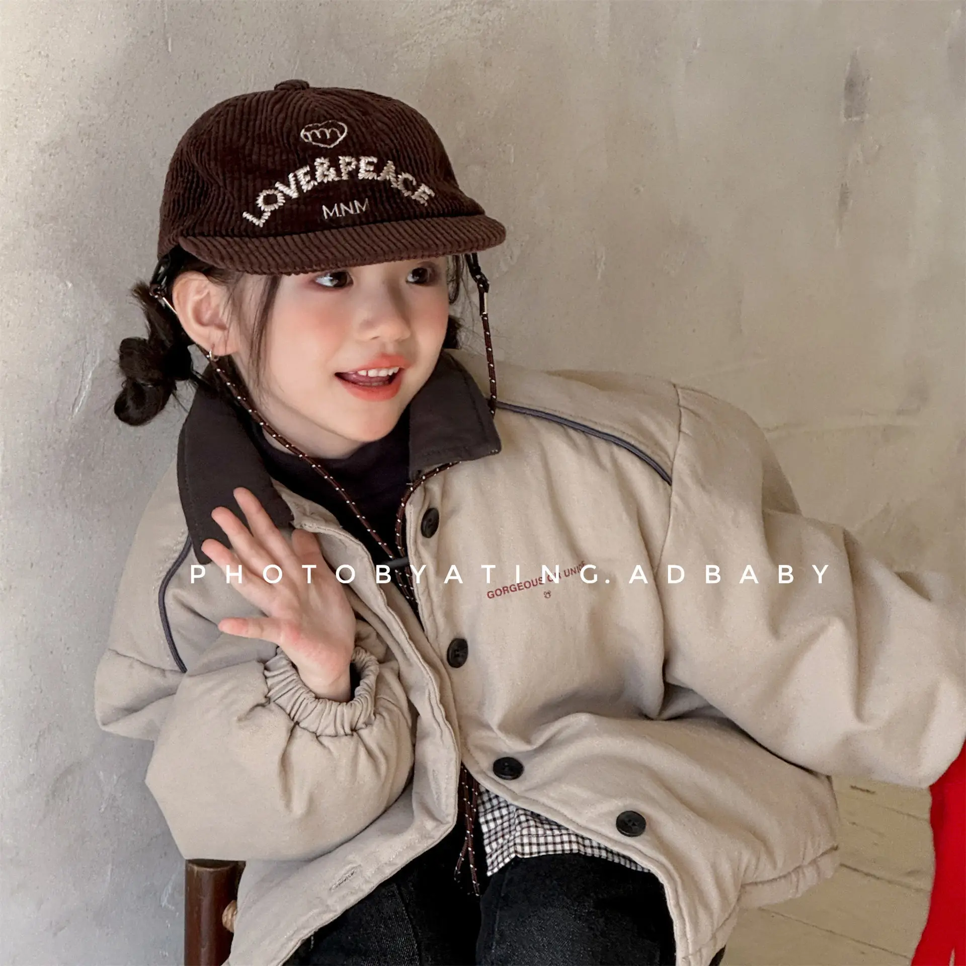 

2025 Winter New Children Warm Coat Boys Girls Cotton Padded Jacket Baby Long Sleeve Lapel Cargo Jacket Solid Kids Clothes