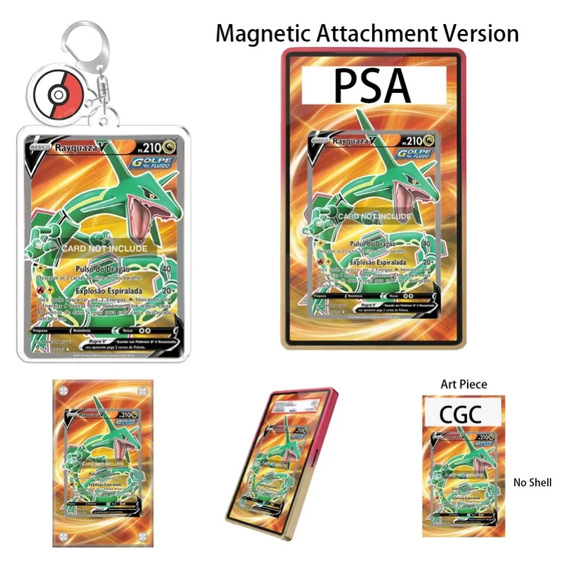 Étui de protection en acrylique recyclable pour porte-clés, pour l'art d'extension des personnages de l'anime Pokémon Evolving Skies Rayquaza V, cadeau pour les fans
