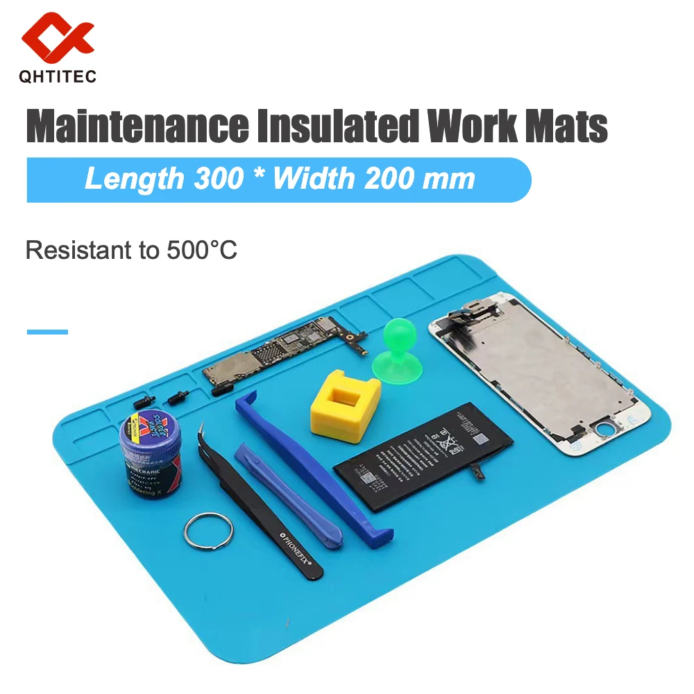 500°C High Temperature Resistant Silicone Repair Mat 30x20cm Insulated Workbench Pad for Soldering Iron Phone Laptop Electronics