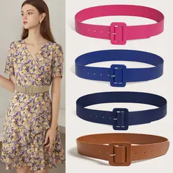 Women Belt Fashion Korean Style Buckle Decorative Dress Belt PU Leather New Wide Belt   Accessories Coat Girdle