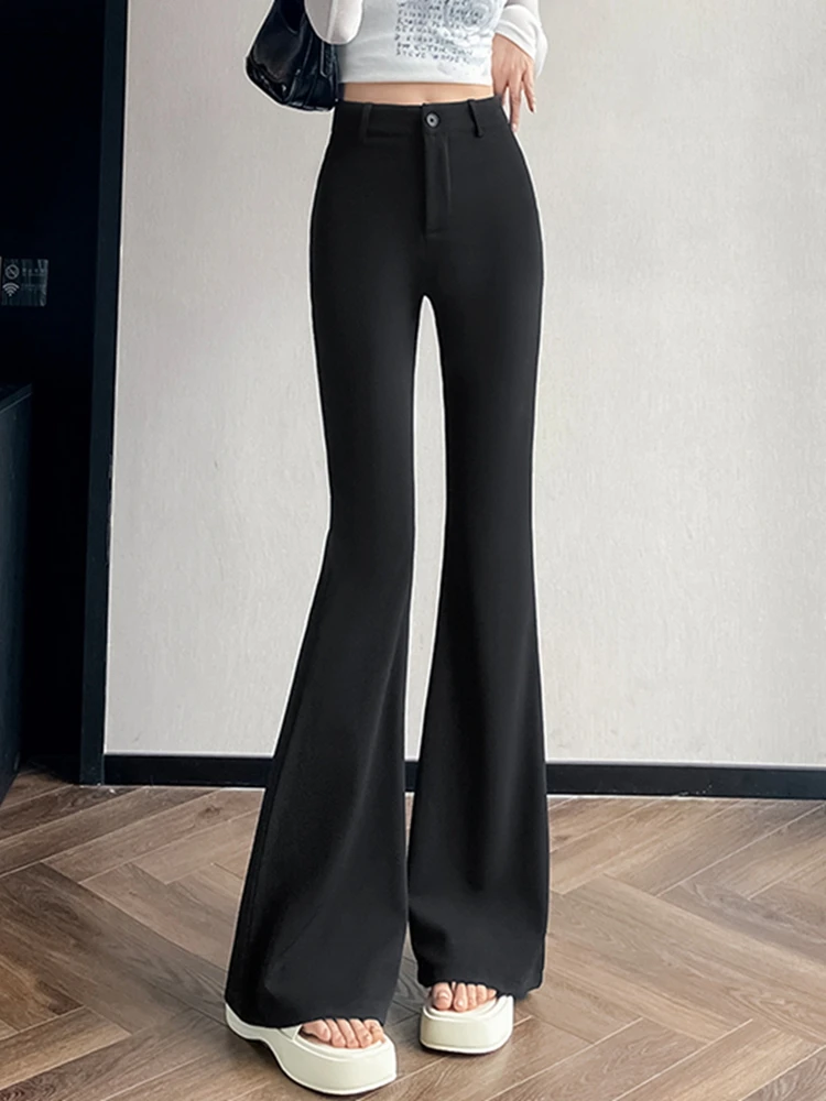 Elegante Sommer Schwarz Flare Hosen Frauen Hosen 2025, Koreanische Mode Y2k Kleidung Pantalones streetwear Hohe Taille Breite Bein Hosen