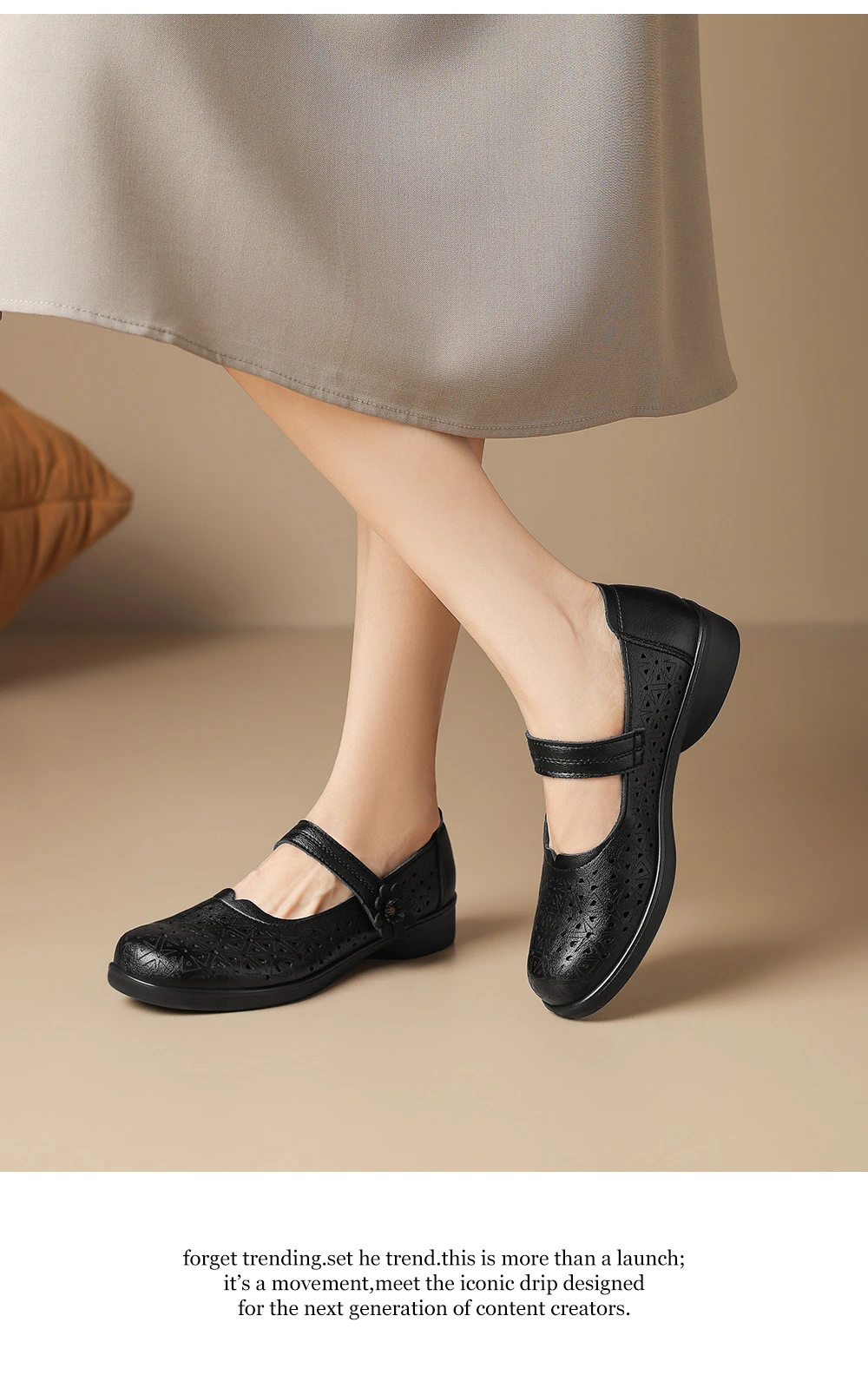 Mary Jane Schuhe in Übergröße 42 für Damen, atmungsaktive Mokassins mit Ausschnitten, florale Einriemen-Slipper mit niedrigem Absatz für lässiges Gehen – Detail 6