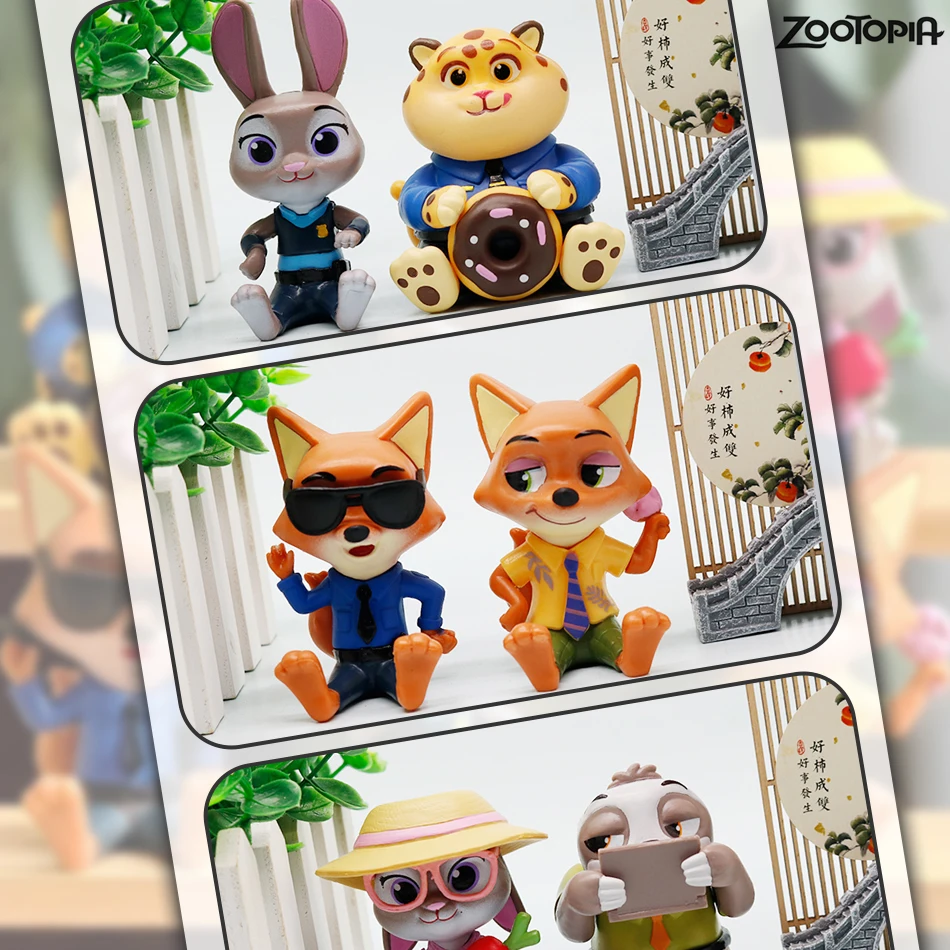 6 fou Zootopia2 scène officier de Police fait à la main Judy & Fox Nick boîte aveugle à la mode jouer poupée voiture décoration de gâteau d'anniversaire pour enfants