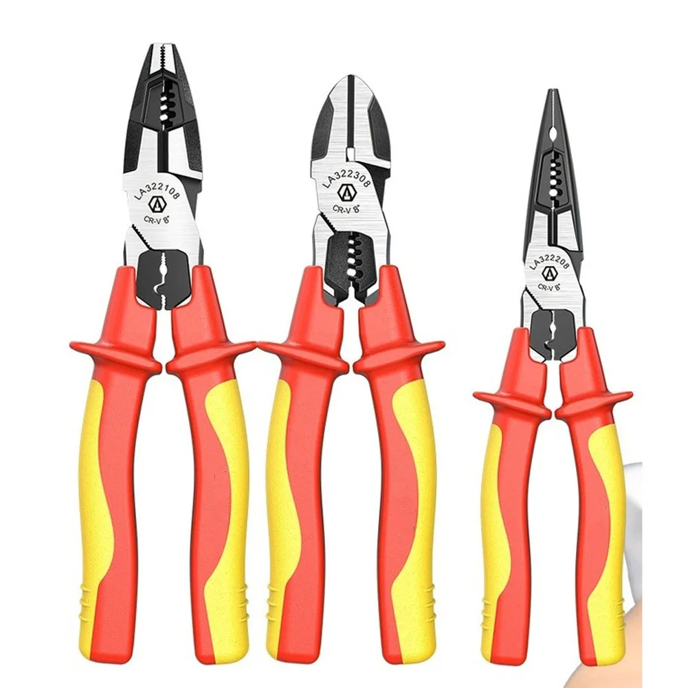 8 Inch Forged Needle Nose Pliers with 1000V Insulation and Hardened Cutting Edges for Reliable Performance on Metal Wires