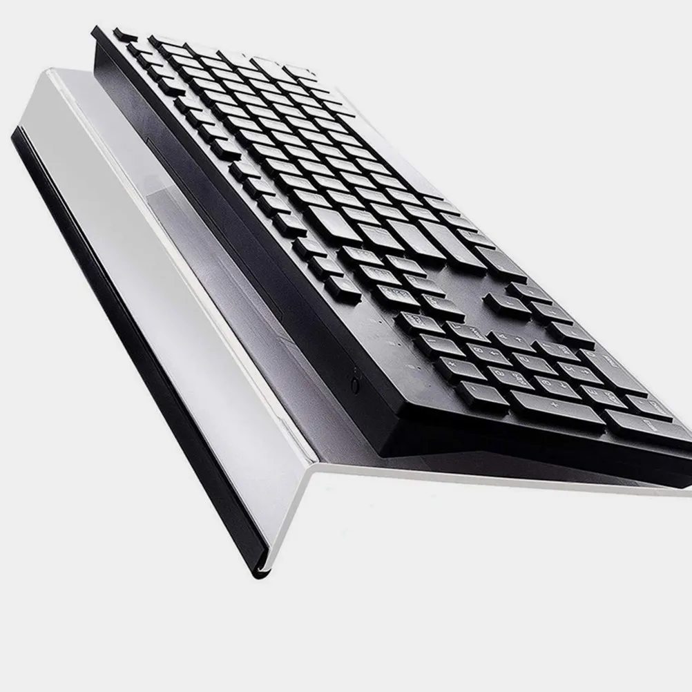 2Pcs Transparent Acrylic Keyboard Stand Tilted Holder Anti-Skid Keyboard Support Stable Riser for Computer Desk