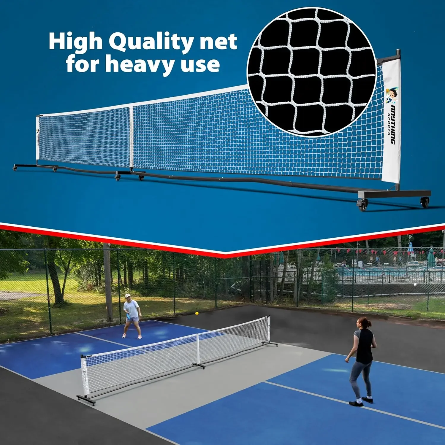 شبكة Pickleball للخدمة الشاقة بعجلات ، جديدة ،