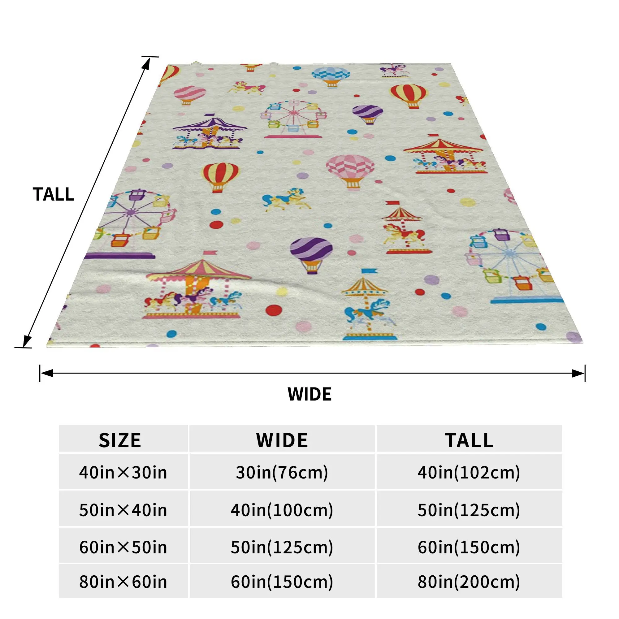 Fun Fair Carousel Hot air Balloons Ferris Wheel Blankets Flannel Sofa Throw Blanket for Couch Bedding Office Throws Bedspread view 2