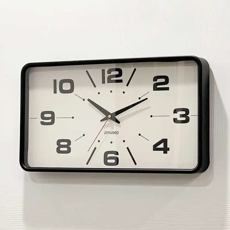Win Elegant Simple Modern Japanese Style Eco-friendly Metal Wall Clock New Silent Rectangular Home and Office for Living Room