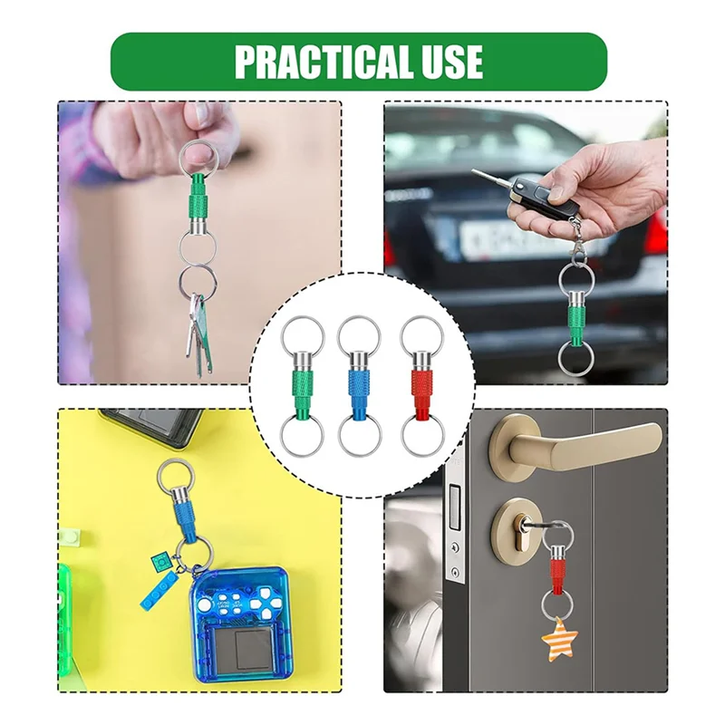 Fresh 9Pcs Quick Release Detachable Keychain, Double Rings Pull Apart Keychain, Spring Split Snap Seperate Keychain